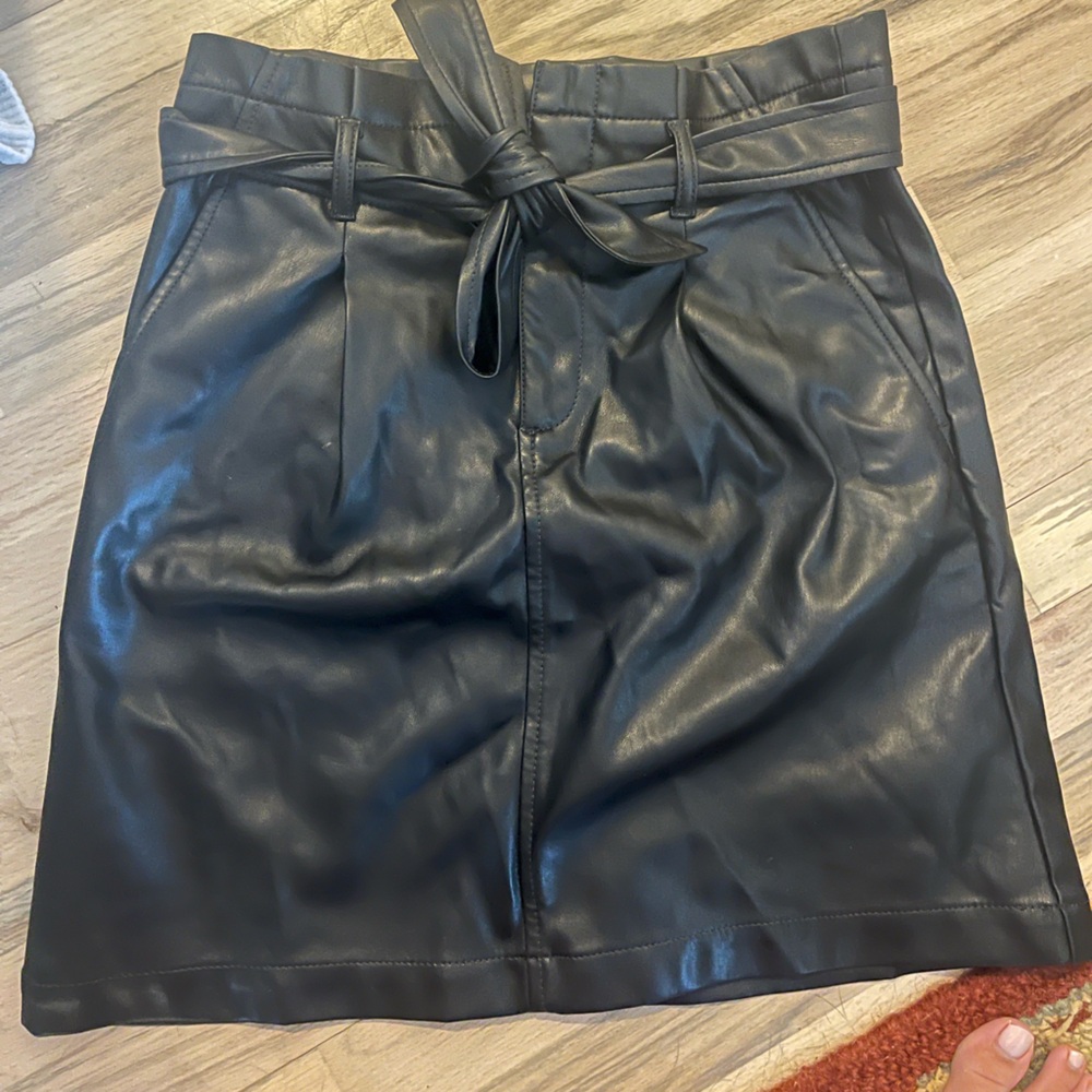 High waisted leather skirt